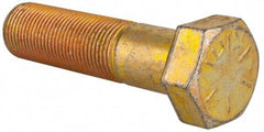 Made in USA - 3/4-16 UNF, 3" Length Under Head Hex Head Cap Screw - Partially Threaded, Grade 8 Alloy Steel, Zinc Yellow Dichromate Finish, 1-1/8" Hex - Benchmark Tooling