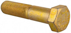 Made in USA - 3/4-16 UNF, 3-1/2" Length Under Head Hex Head Cap Screw - Partially Threaded, Grade 8 Alloy Steel, Zinc Yellow Dichromate Finish, 1-1/8" Hex - Benchmark Tooling