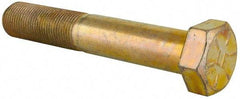 Made in USA - 3/4-16 UNF, 4-1/2" Length Under Head Hex Head Cap Screw - Partially Threaded, Grade 8 Alloy Steel, Zinc Yellow Dichromate Finish, 1-1/8" Hex - Benchmark Tooling
