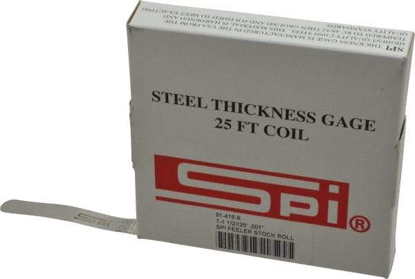 SPI - 0.001 Inch Thick x 25 Ft. Long x 1/2 Inch Wide, Feeler Stock Roll - High Carbon Steel - Benchmark Tooling