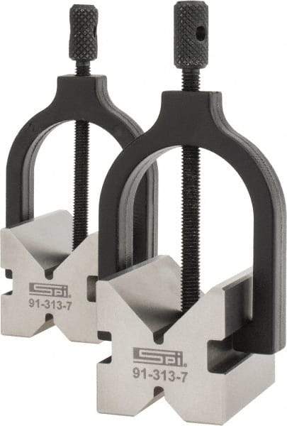 SPI - 1/2 to 1-3/32" Capacity, 90° Angle, Hardened Steel V-Block - 2" Long x 1-1/2" Wide x 1-1/2" High, Sold as 2 Block Set - Benchmark Tooling