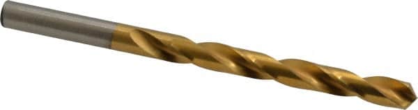 Hertel - 19/64" 118° High Speed Steel Jobber Drill - TiN Finish, Right Hand Cut, Spiral Flute, Straight Shank, 4-3/8" OAL, Standard Point - Benchmark Tooling