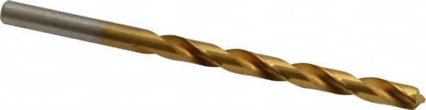 Hertel - #1 118° High Speed Steel Jobber Drill - TiN Finish, Right Hand Cut, Spiral Flute, Straight Shank, 3-7/8" OAL, Standard Point - Benchmark Tooling