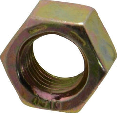 Value Collection - 3/8-24 UNF Steel Right Hand Hex Nut - 9/16" Across Flats, 21/64" High, Zinc Yellow Dichromate Finish - Benchmark Tooling