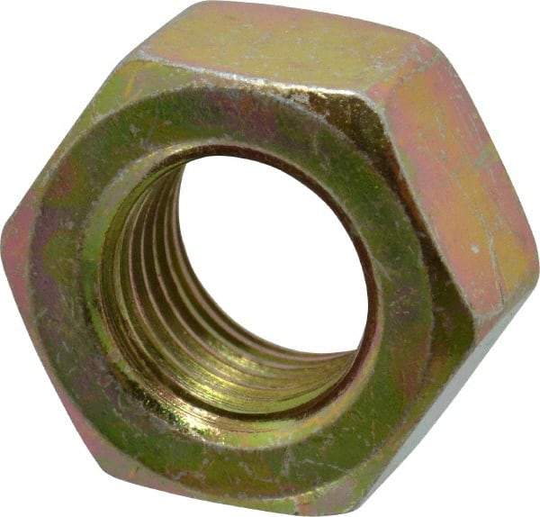 Value Collection - 7/16-20 UNF Steel Right Hand Hex Nut - 11/16" Across Flats, 3/8" High, Zinc Yellow Dichromate Finish - Benchmark Tooling