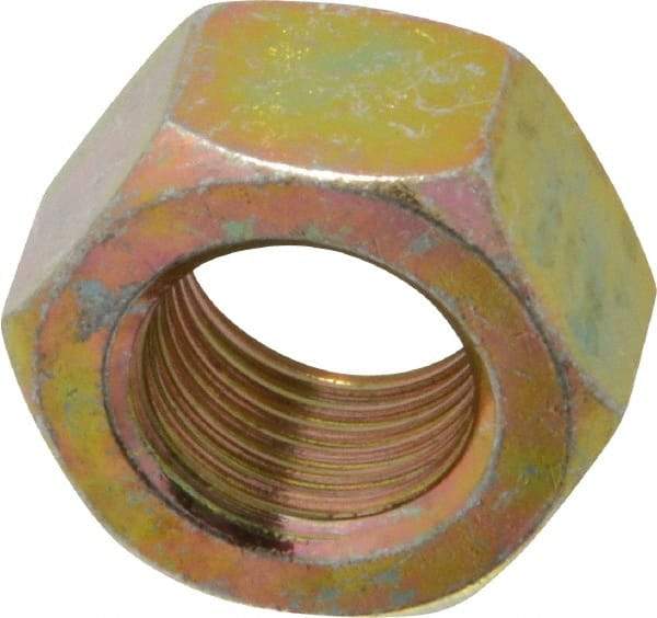 Value Collection - 9/16-18 UNF Steel Right Hand Hex Nut - 7/8" Across Flats, 31/64" High, Zinc Yellow Dichromate Finish - Benchmark Tooling