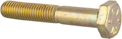Made in USA - 1/4-28 UNF, 1-1/2" Length Under Head Hex Head Cap Screw - Partially Threaded, Grade 8 Alloy Steel, Zinc Yellow Dichromate Finish, 1/2" Hex - Benchmark Tooling