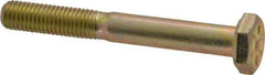 Made in USA - 1/4-28 UNF, 2" Length Under Head Hex Head Cap Screw - Partially Threaded, Grade 8 Alloy Steel, Zinc Yellow Dichromate Finish, 1/2" Hex - Benchmark Tooling