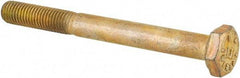 Made in USA - 1/4-28 UNF, 2-1/2" Length Under Head Hex Head Cap Screw - Partially Threaded, Grade 8 Alloy Steel, Zinc Yellow Dichromate Finish, 1/2" Hex - Benchmark Tooling