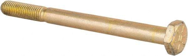 Made in USA - 1/4-28 UNF, 3" Length Under Head Hex Head Cap Screw - Partially Threaded, Grade 8 Alloy Steel, Zinc Yellow Dichromate Finish, 1/2" Hex - Benchmark Tooling