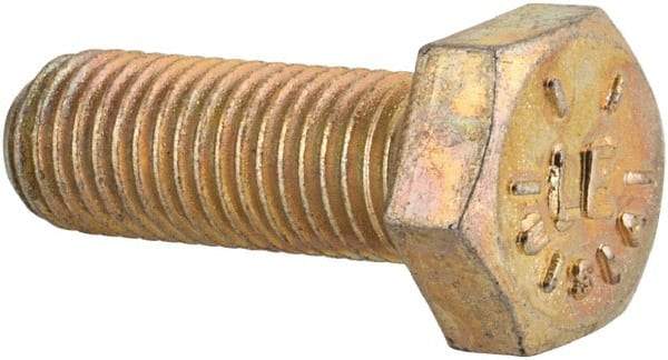 Made in USA - 5/16-24 UNF, 7/8" Length Under Head Hex Head Cap Screw - Fully Threaded, Grade 8 Alloy Steel, Zinc Yellow Dichromate Finish, 1/2" Hex - Benchmark Tooling