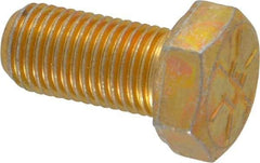 Made in USA - 3/8-24 UNF, 3/4" Length Under Head Hex Head Cap Screw - Fully Threaded, Grade 8 Alloy Steel, Zinc Yellow Dichromate Finish, 9/16" Hex - Benchmark Tooling