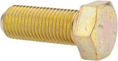 Made in USA - 3/8-24 UNF, 1" Length Under Head Hex Head Cap Screw - Fully Threaded, Grade 8 Alloy Steel, Zinc Yellow Dichromate Finish, 9/16" Hex - Benchmark Tooling