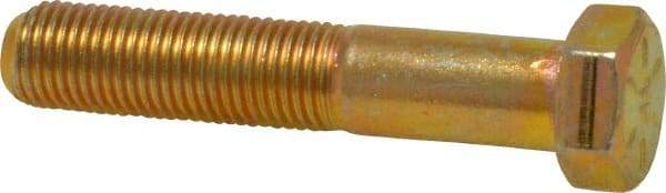 Made in USA - 3/8-24 UNF, 2" Length Under Head Hex Head Cap Screw - Partially Threaded, Grade 8 Alloy Steel, Zinc Yellow Dichromate Finish, 9/16" Hex - Benchmark Tooling