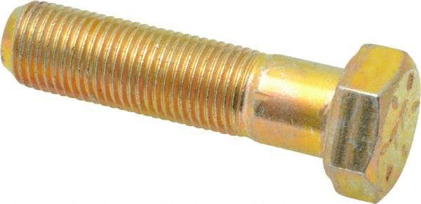 Made in USA - 1/2-20 UNF, 2" Length Under Head Hex Head Cap Screw - Partially Threaded, Grade 8 Alloy Steel, Zinc Yellow Dichromate Finish, 3/4" Hex - Benchmark Tooling