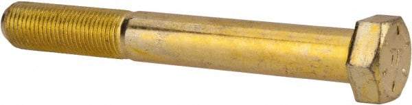 Made in USA - 1/2-20 UNF, 4" Length Under Head Hex Head Cap Screw - Partially Threaded, Grade 8 Alloy Steel, Zinc Yellow Dichromate Finish, 3/4" Hex - Benchmark Tooling