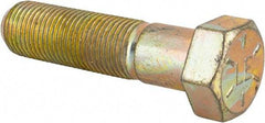 Made in USA - 9/16-18 UNF, 2-1/4" Length Under Head Hex Head Cap Screw - Partially Threaded, Grade 8 Alloy Steel, Zinc Yellow Dichromate Finish, 13/16" Hex - Benchmark Tooling