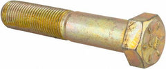 Made in USA - 9/16-18 UNF, 3" Length Under Head Hex Head Cap Screw - Partially Threaded, Grade 8 Alloy Steel, Zinc Yellow Dichromate Finish, 13/16" Hex - Benchmark Tooling