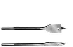 Mag-Bit - 1/2", 1/4" Straight Shank, Bright Finish, Carbon Steel, Spade Blade Drill Bit - No Spurs, 16" Overall Length, Wire Fishing Hole - Benchmark Tooling