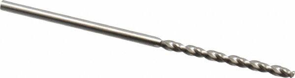 Guhring - 1.56mm 130° High Speed Steel Jobber Drill - Bright Finish, Right Hand Cut, Parabolic Flute, Straight Shank, 1-11/16" OAL, Standard Point - Benchmark Tooling