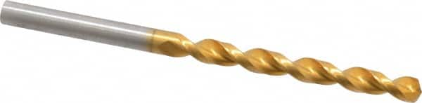 Guhring - #8 130° High Speed Steel Jobber Drill - TiN Finish, Right Hand Cut, Parabolic Flute, Straight Shank, 3-3/8" OAL, Standard Point - Benchmark Tooling