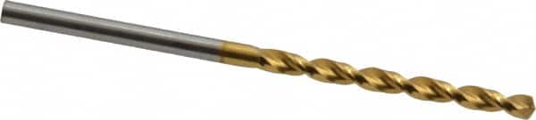 Guhring - #36 130° High Speed Steel Jobber Drill - TiN Finish, Right Hand Cut, Parabolic Flute, Straight Shank, 2-13/32" OAL, Standard Point - Benchmark Tooling