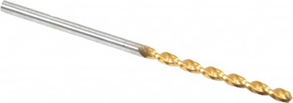 Guhring - #49 130° High Speed Steel Jobber Drill - TiN Finish, Right Hand Cut, Parabolic Flute, Straight Shank, 46mm OAL, Standard Point - Benchmark Tooling