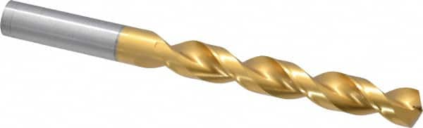 Guhring - 33/64" 130° High Speed Steel Jobber Drill - TiN Finish, Right Hand Cut, Parabolic Flute, Straight Shank, 5-15/16" OAL, Standard Point - Benchmark Tooling