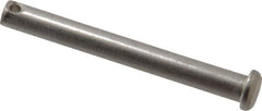 Made in USA - 1/4" Pin Diam, 2-1/4" OAL, Standard Clevis Pin - 3/32" Hole, 2-5/32" Usable Length, Uncoated Stainless Steel - Benchmark Tooling