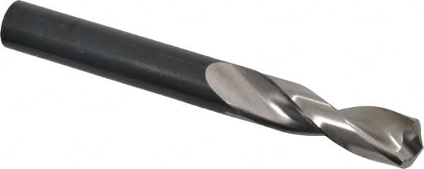 Guhring - 27/64" 130° Parabolic Flute High Speed Steel Screw Machine Drill Bit - Bright Finish, Right Hand Cut, 1-27/32" Flute Length, 3-3/4" OAL, Standard Point, Straight Shank - Benchmark Tooling