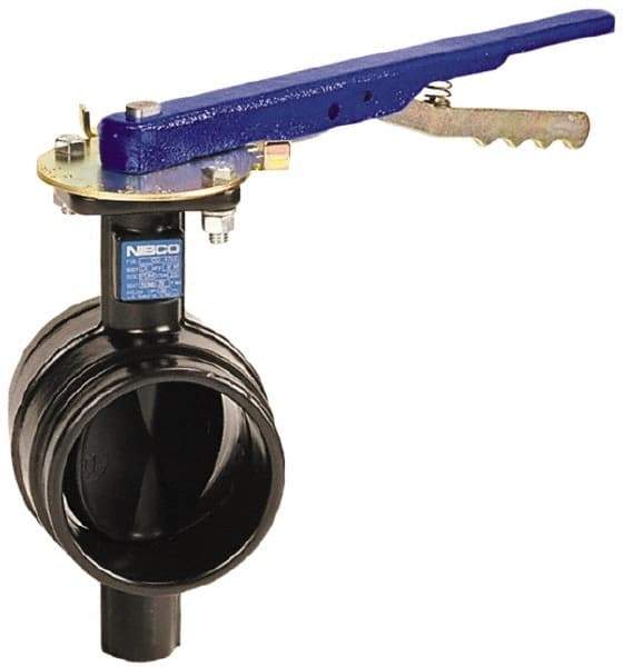 NIBCO - 6" Pipe, Grooved Butterfly Valve - Lever Handle, Ductile Iron Body, Polyamide Seat, 300 WOG, EPDM Coated Ductile Iron Disc, Stainless Steel Stem - Benchmark Tooling