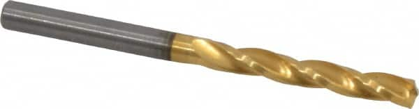 Guhring - 5/32" 150° Solid Carbide Jobber Drill - TiN Finish, Right Hand Cut, Spiral Flute, Straight Shank, 2-5/32" OAL, Standard Point - Benchmark Tooling