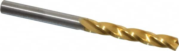 Guhring - 3/16" 150° Solid Carbide Jobber Drill - TiN Finish, Right Hand Cut, Spiral Flute, Straight Shank, 2-7/16" OAL, Standard Point - Benchmark Tooling