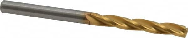 Guhring - #25 150° Solid Carbide Jobber Drill - TiN Finish, Right Hand Cut, Spiral Flute, Straight Shank, 2.165" OAL, Standard Point - Benchmark Tooling