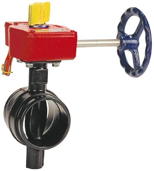 NIBCO - 6" Pipe, Grooved Butterfly Valve - Gear Handle, Ductile Iron Body, Polyamide Seat, 300 WOG, Buna-N Coated Ductile Iron Disc, Stainless Steel Stem - Benchmark Tooling