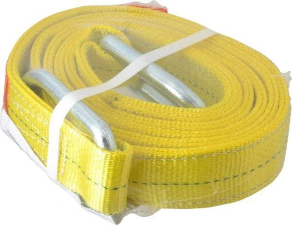 Lift-All - 10' Long x 2" Wide, 6,400 Lb Vertical Capacity, 2 Ply, Polyester Web Sling - 5,000 Lb Choker Capacity, Yellow - Benchmark Tooling