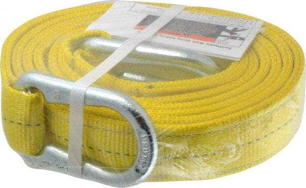 Lift-All - 12' Long x 2" Wide, 6,400 Lb Vertical Capacity, 2 Ply, Polyester Web Sling - 5,000 Lb Choker Capacity, Yellow - Benchmark Tooling