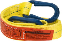 Lift-All - 3' Long x 2" Wide, 6,400 Lb Vertical Capacity, 2 Ply, Polyester Web Sling - 5,000 Lb Choker Capacity, Yellow - Benchmark Tooling