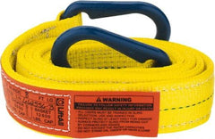 Lift-All - 8' Long x 2" Wide, 6,400 Lb Vertical Capacity, 2 Ply, Polyester Web Sling - 5,000 Lb Choker Capacity, Yellow - Benchmark Tooling