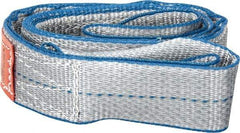 Lift-All - 4' Long x 2" Wide, 6,400 Lb Vertical Capacity, 2 Ply, Polyester Web Sling - 5,000 Lb Choker Capacity, Silver (Color) - Benchmark Tooling