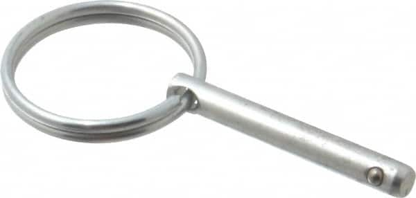 Gibraltar - 3/16" Pin Diam, 1-3/16" Long, Zinc Plated Steel Ball Lock Hitch Pin - 1" Usable Length - Benchmark Tooling