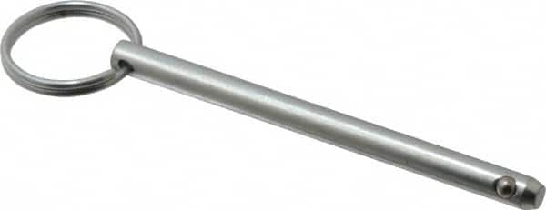 Gibraltar - 1/4" Pin Diam, 3-1/4" Long, Zinc Plated Steel Ball Lock Hitch Pin - 3" Usable Length - Benchmark Tooling