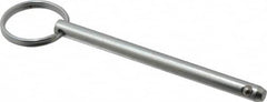 Gibraltar - 1/4" Pin Diam, 3-1/4" Long, Zinc Plated Steel Ball Lock Hitch Pin - 3" Usable Length - Benchmark Tooling