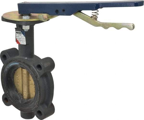 NIBCO - 3" Pipe, Lug Butterfly Valve - Lever Handle, Ductile Iron Body, EPDM Seat, 200 WOG, Aluminum Bronze Disc, Stainless Steel Stem - Benchmark Tooling