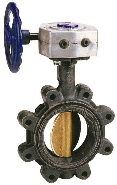 NIBCO - 8" Pipe, Lug Butterfly Valve - Bare Stem Handle, Ductile Iron Body, Buna-N Seat, 250 WOG, Stainless Steel (CF8M) Disc, Stainless Steel Stem - Benchmark Tooling