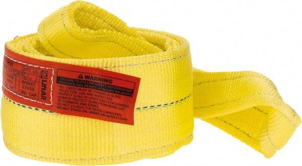 Lift-All - 6' Long x 4" Wide, 11,500 Lb Vertical Capacity, 2 Ply, Polyester Web Sling - 9,200 Lb Choker Capacity, Yellow - Benchmark Tooling