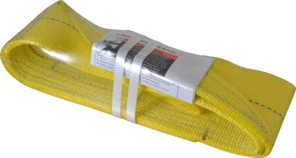 Lift-All - 3' Long x 4" Wide, 11,500 Lb Vertical Capacity, 2 Ply, Polyester Web Sling - 9,200 Lb Choker Capacity, Yellow - Benchmark Tooling