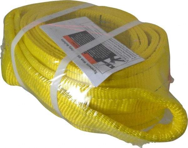 Lift-All - 8' Long x 4" Wide, 11,500 Lb Vertical Capacity, 2 Ply, Polyester Web Sling - 9,200 Lb Choker Capacity, Yellow - Benchmark Tooling