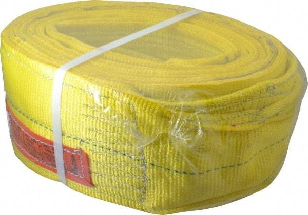 Lift-All - 16' Long x 6" Wide, 16,300 Lb Vertical Capacity, 2 Ply, Polyester Web Sling - 13,000 Lb Choker Capacity, Yellow - Benchmark Tooling