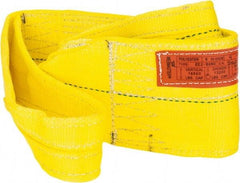 Lift-All - 4' Long x 6" Wide, 16,300 Lb Vertical Capacity, 2 Ply, Polyester Web Sling - 13,000 Lb Choker Capacity, Yellow - Benchmark Tooling